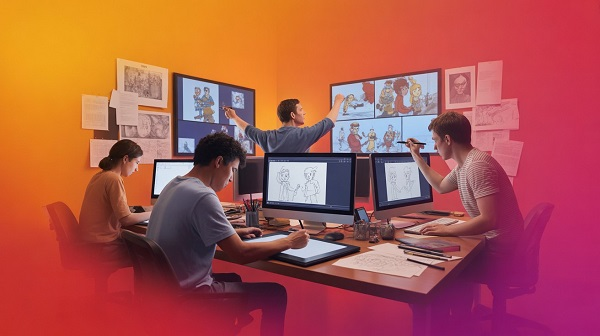 an animation studio working on different animation projects